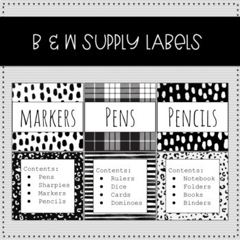 Preview of Black and White Supply Labels Target Adhesive Pockets