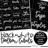 Black and White Teacher Toolbox/Supply Labels