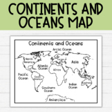 Black and White World Map Continents and Oceans | Coloring Sheet