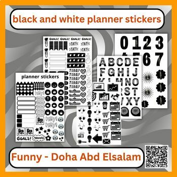 Black and White planner stickers by Funny - Doha Abd Elsalam | TPT