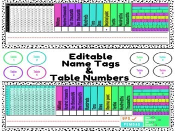 Preview of Upper Elementary Dalmatian Print Name Tags and Table Numbers
