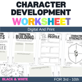 Black and White worksheet for Character development in Cre