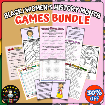 Preview of Women's and Black History Month Games | February and March Fun Activities BUNDLE