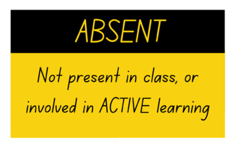 Preview of Black and Yellow ABSENT Definition Poster