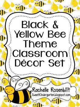 Preview of Black and Yellow Bee Theme Classroom Decor Set