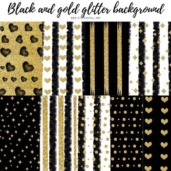 Preview of Black and gold glitter background || Paper background || Mrs C's Digital Art