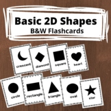 Black and white basic shapes flashcards for early learners