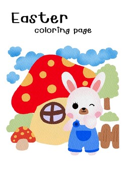 Preview of Black and white easter coloring picture worksheet