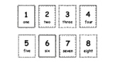 Black and white number word and digits flashcards