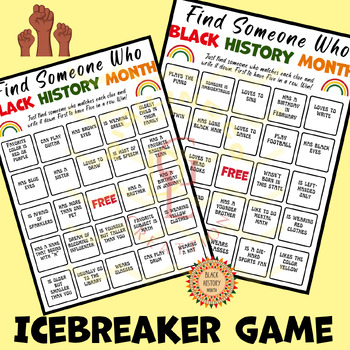 Preview of Black history Month Find Someone Who Bingo Game Classroom Activities middle high