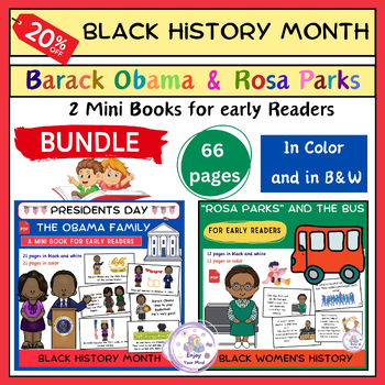 Preview of Black history Month : Rosa Parks & Barack Obama Mini books for Early Readers