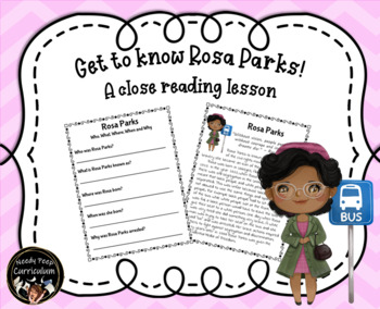 Preview of Black history, Rosa Parks Lesson Plan, curriculum, women's history, printable so