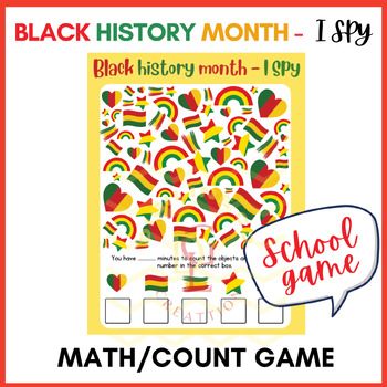 Preview of Black history month I Spy Counting math logic game Centers phonics classroom 5th