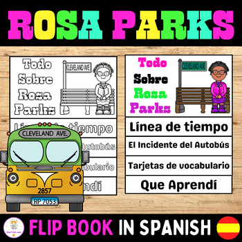 Preview of Black History Month Rosa Parks Flip Book In Spanish.