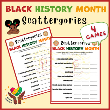 Preview of Black history month Scattergories sight word brainstorm activities middle 9th