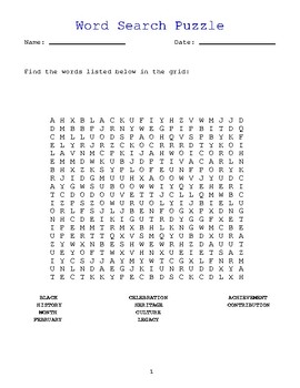 Preview of Black History Month Word Search Puzzles: Engaging Educational Activities