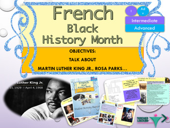 Preview of Black History Month, Martin Luther King in French : activities, songs, videos