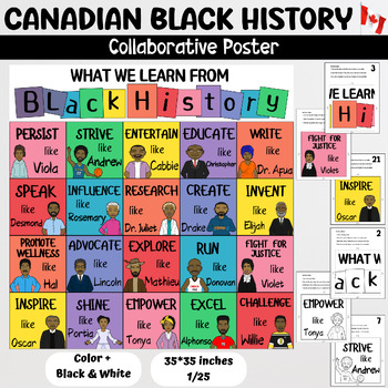 Preview of Black history month canada collaborative poster, Coloring pages, Black Canadians