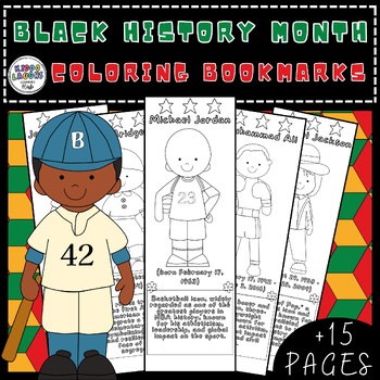 Preview of Black history month coloring bookmark/ African American Heroes February bookmark
