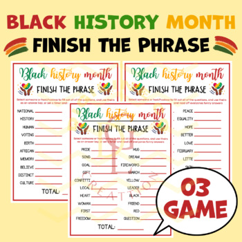 Preview of Black history month finish the phrase creative writing activity middle 11th 12th