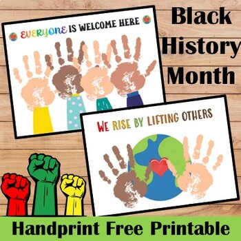 Preview of Black history month handprint craft activity FREE Printable
