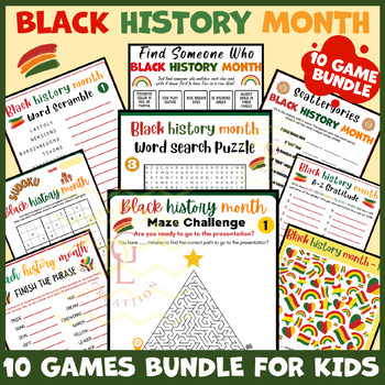 Preview of Black history month icebreaker game BUNDLE main ideas independent work activity
