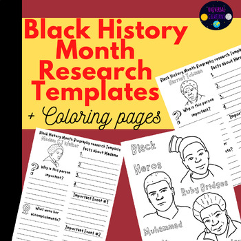 Black history month research templates + coloring pages | TPT