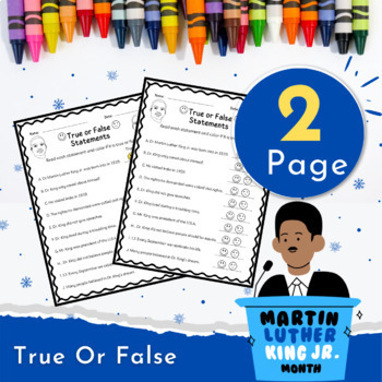 Preview of Martin Luther King Jr true or False MLK day Activities | Black history month