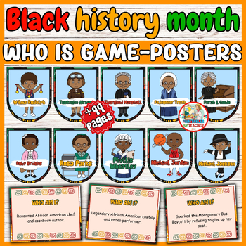 Preview of Black history month who is game posters-Famous black figures bulletin board Set