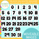 Black on White Number Tiles Clip Art - MOVEABLE Images
