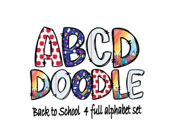 Preview of Black to school Alphabet Set | Alpha pack PNG Font |Doodle set| Number|Alphabet