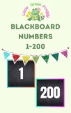 Blackboard Style Numbers 1-200, Flash Cards, School Days, 