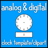 Blackline/Clip Art Clock Template - Analog and Digital