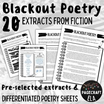Preview of Blackout Poetry | 20 Extracts from Fiction | Print and Go | Differentiated
