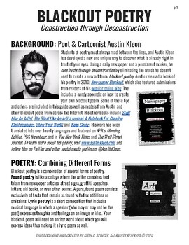 Preview of Blackout Poetry Background & Step-by-Step Directions