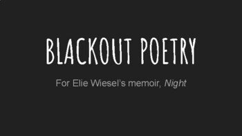 Preview of Blackout Poetry for Night by Elie Wiesel