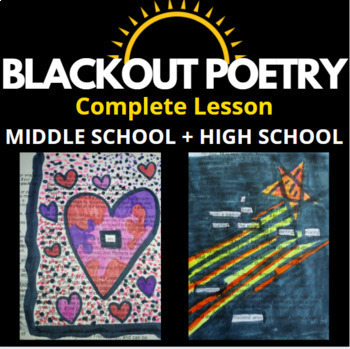 Preview of Blackout poetry | Complete Lesson | Middle School and High School