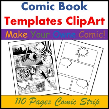 Preview of Blanc Comic Book Templates, Blank Graphic Novel, Templates Clipart, Comic Strip