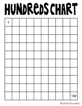 Preview of Blank 100's Chart