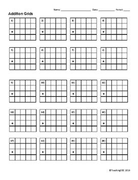 Preview of Blank Addition Grids