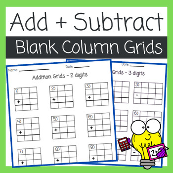 Preview of Blank Addition and Subtraction Grids - 10 ready to print pages
