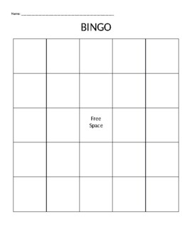 Blank BINGO template by Chuda's Counseling And Character Corner | TpT