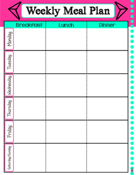 Blank Basic Agenda Pages - Meal Plan by Glitter Glasses Journey | TPT