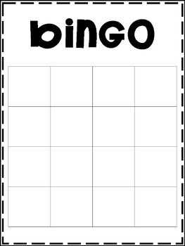 Blank Bingo Template by Miss Amanda Kate | TPT