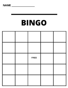 Blank Bingo Board by Kristen Urban | TPT