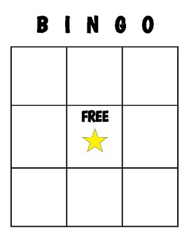 Blank Bingo Board (English) by Band with Miss Peterson | TpT