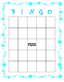 Blank Bingo Card - Blue Bubbles by Lindsay Margaret | TPT