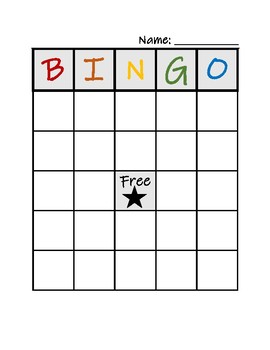 free blank printable bingo cards