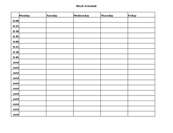 Preview of Blank Block Schedule Template