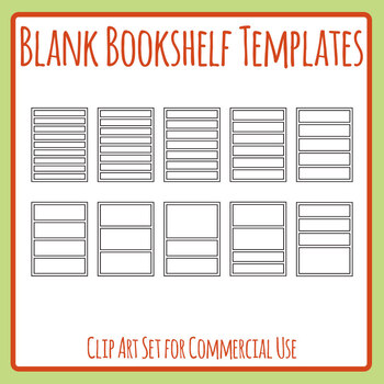 Blank Bookshelf Templates Clip Art Set Commercial Use By Hidesy S Clipart